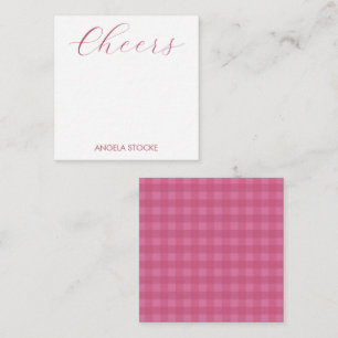 Personlig rosa Gingham Anteckningskort