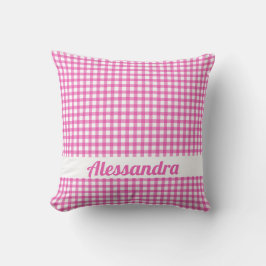 Personlig Rosa Gingham Land Farmhouse Pillow Kudde