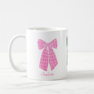Personlig Rosa Gingham Romantic Coquette Bow Kaffemugg