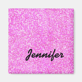 PERSONLIG Rosa GIRLY GLITTER MED NAMN Magnet