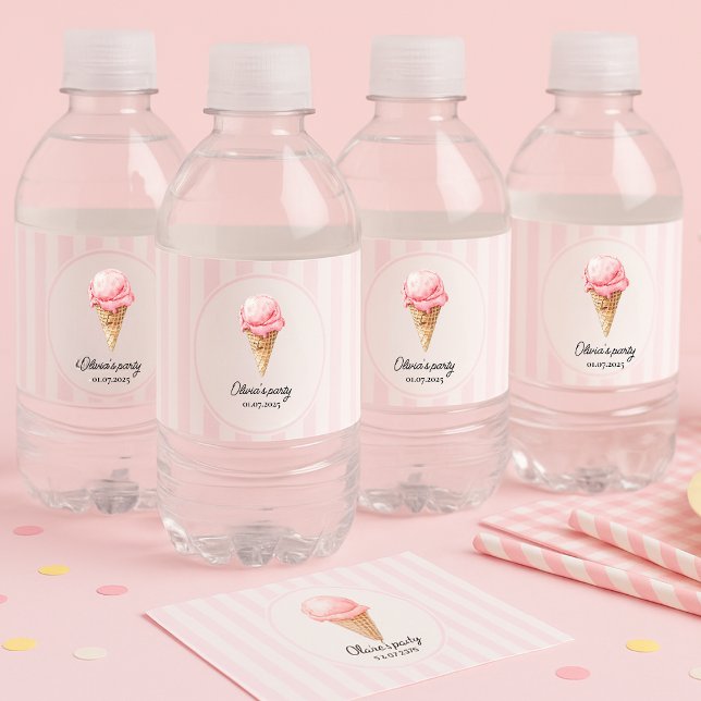 Personlig rosa glass  vattenflaskor etikett (Skapare uppladdad)