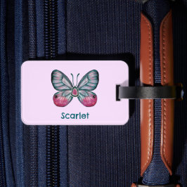 Personlig Rosa Glasswing Butterfly Art Bagagebricka
