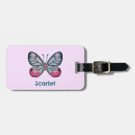 Personlig Rosa Glasswing Butterfly Art Bagagebricka