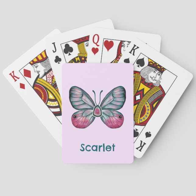 Personlig Rosa Glasswing Butterfly Art Casinokort (Baksidan)