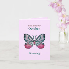 Personlig Rosa Glasswing Butterfly Art Kort