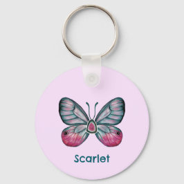 Personlig Rosa Glasswing Butterfly Art Nyckelring