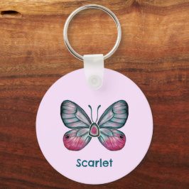 Personlig Rosa Glasswing Butterfly Art Nyckelring