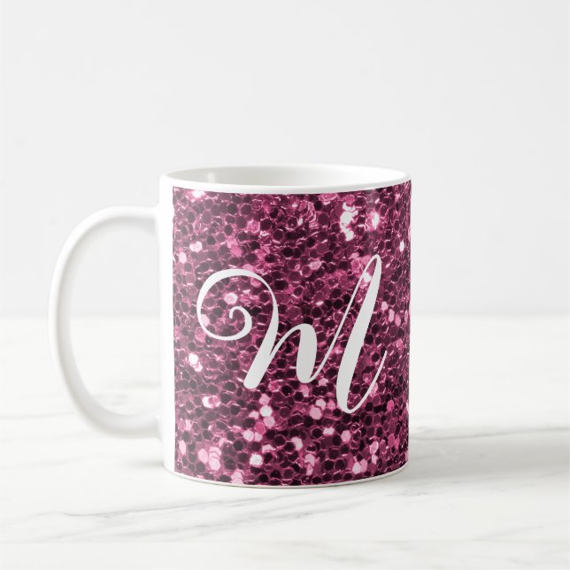 Personlig Rosa Glitter 2-tonkaffe Mugg (Vänster)