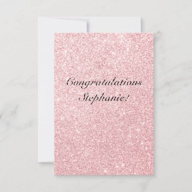 Personlig Rosa Glitter Grattis Card Kort (Framsida)