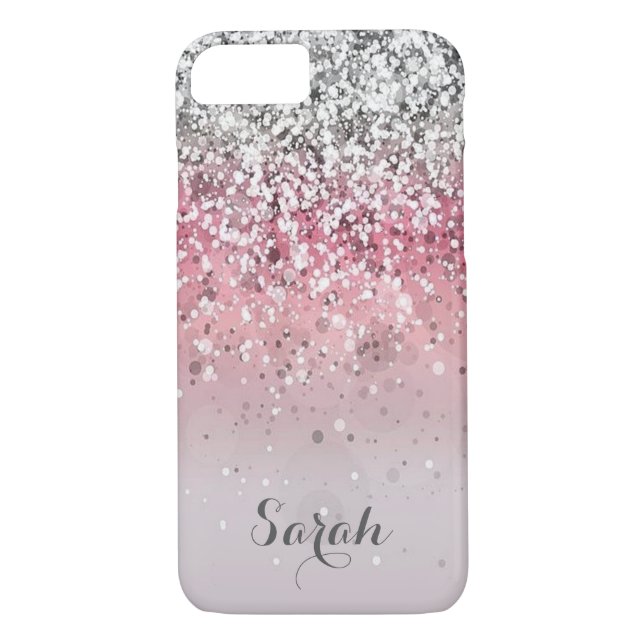personlig rosa glitter iphone case Case-Mate iPhone skal (Baksida)