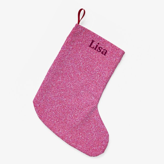 Personlig Rosa Glitter julklapp Liten Julstrumpa (Framsidan (Hängande))