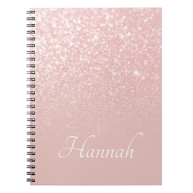 Personlig  Rosa Glitter Ombre Anteckningsbok (Framsidan)