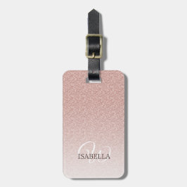 Personlig Rosa Glitter Ombre Namn Monogram Bagagebricka