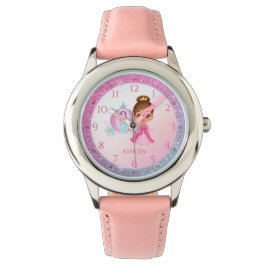 Personlig Rosa Glitter Princess Learning Learning Armbandsur