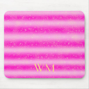 Personlig rosa glitter rand guld monogram m musmatta