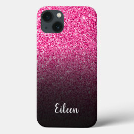 Personlig rosa glitter svart ombré