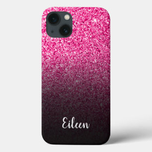 Personlig rosa glitter svart ombré