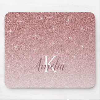 Personlig Rosa Gnistra Glitter Monogram Musmatta