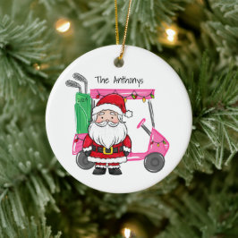 Personlig Rosa Golf Cart jultomte Ljus Julgransprydnad Keramik