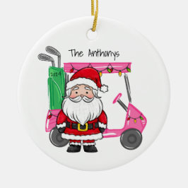 Personlig Rosa Golf Cart jultomte Ljus Julgransprydnad Keramik