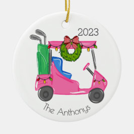 Personlig Rosa Golf Cart-Ljuset Julgransprydnad Keramik