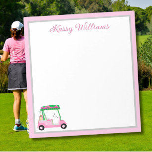 Personlig Rosa Golf Cart Namn Anteckningsblock