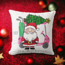Personlig Rosa Golf Cart Santa Julgran Kudde
