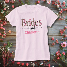 Personlig Rosa Grå Leopardtryck Brudtjänst T Shirt