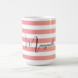 Personlig Rosa Gradient Rand Black Namn Kaffemugg