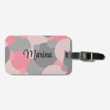 Personlig-rosa-grått-molekyler bagagetagg