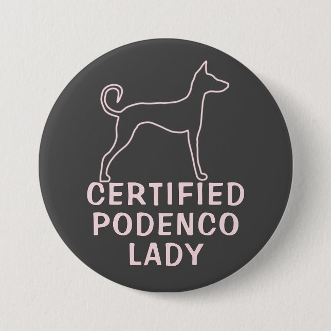 Personlig Rosa Grått Podenco Hund Knapp (Framsida)