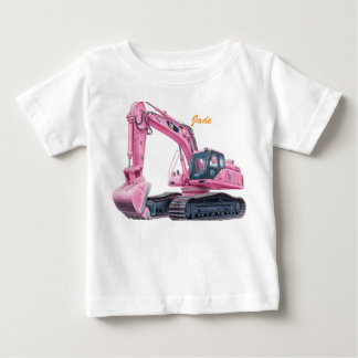 Personlig rosa grävmaskin för småbarns t-shirt