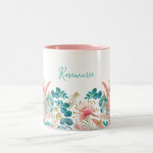 Personlig Rosa Grevillea och Eucalyptus Två-Tonad Mugg