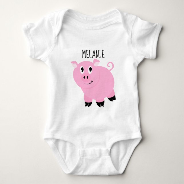 Personlig Rosa Gris Baby Djur Gris T Shirt (Framsida)