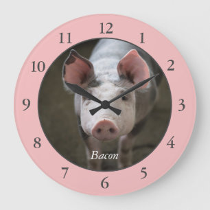 Personlig Rosa Gris Large Clock Stor Klocka