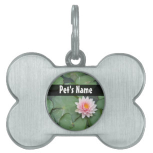 Personlig Rosa/Grönt Lily Pad Namnbricka Husdjur