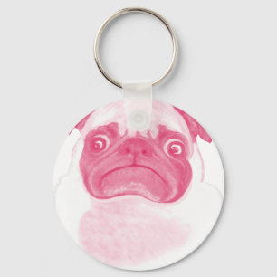 Personlig ROSA Grumpy Puggy Nyckelring