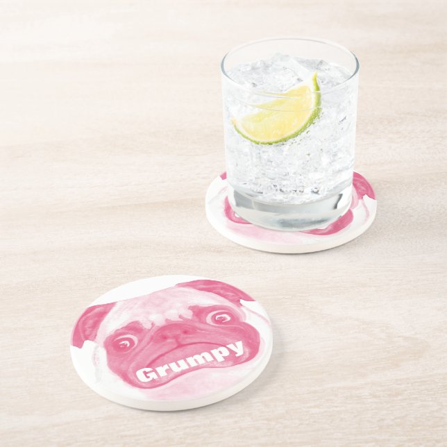 Personlig Rosa Grumpy Puggy Underlägg (Sidan)