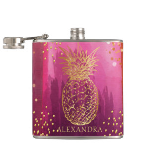 Personlig Rosa Guld Ananas Glitter Fickplunta
