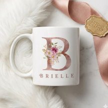 Personlig Rosa Guld Blommig Bokstav B Monogram