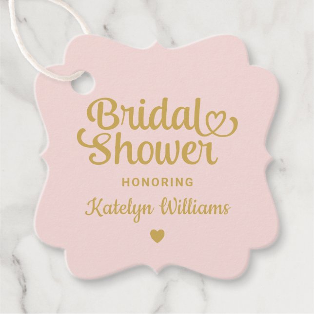 Personlig Rosa Guld Bröllop Möhippa Gåvor Etiketter (Framsida)