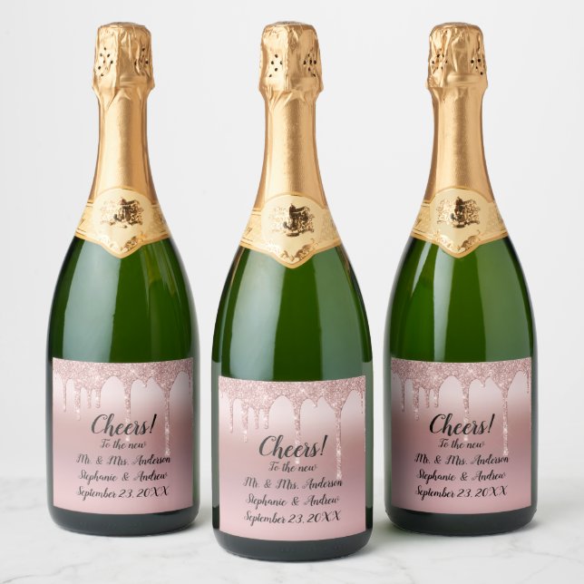 Personlig Rosa Guld Droppande Glitter (Flaskor)