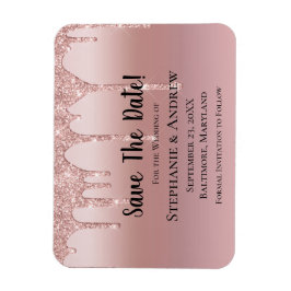 Personlig Rosa Guld Droppande Glitter Rosa Magnet