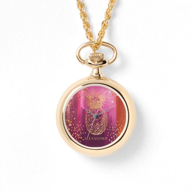 Personlig Rosa Guld Glitter anas Armbandsur (Framsida)