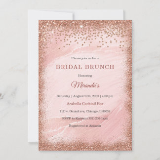 Personlig Rosa Guld Glitter Bröllopsbrunch Inbjudningar