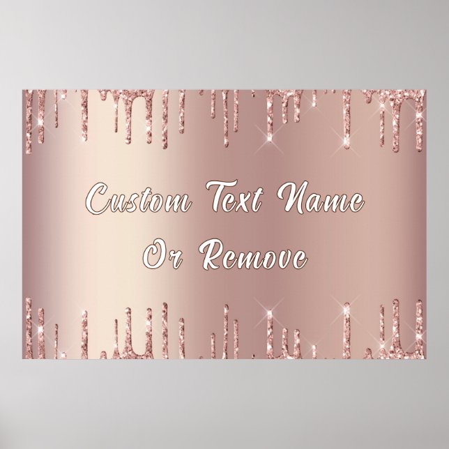 Personlig Rosa Guld Glitteraffisch Anpassad Text Poster (Framsidan)