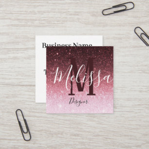 Personlig rosa guld glittergradient fyrkantigt visitkort