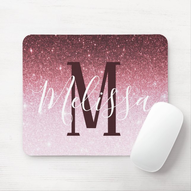 Personlig rosa guld glittergradient musmatta (Med mus)