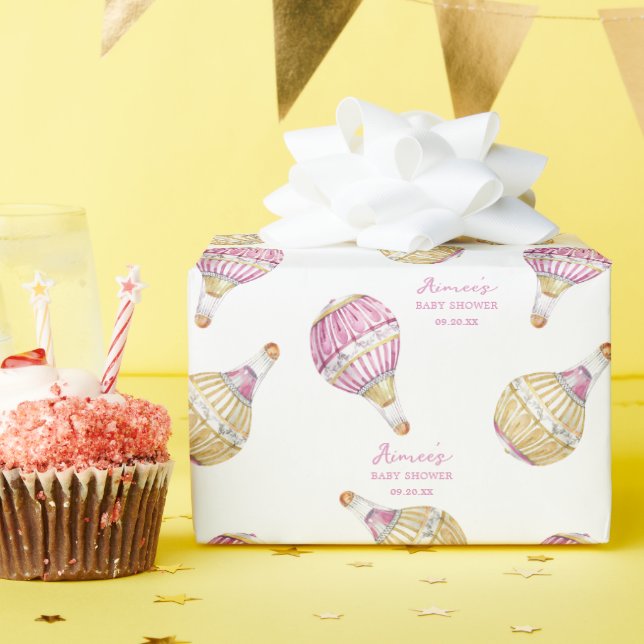 Personlig Rosa Guld Luftballong Presentpapper (Födelsedagsfest)