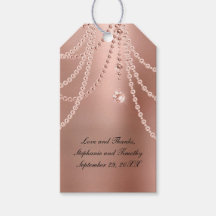 Personlig Rosa Guld Pärlor Diamant Bling Bröllop